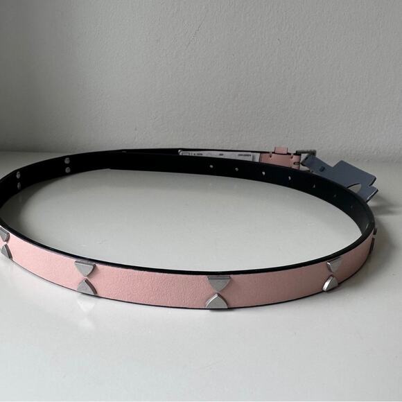 NWT ALLSAINTS light pink leather belt with triangle stud accents size S - Picture 6 of 10